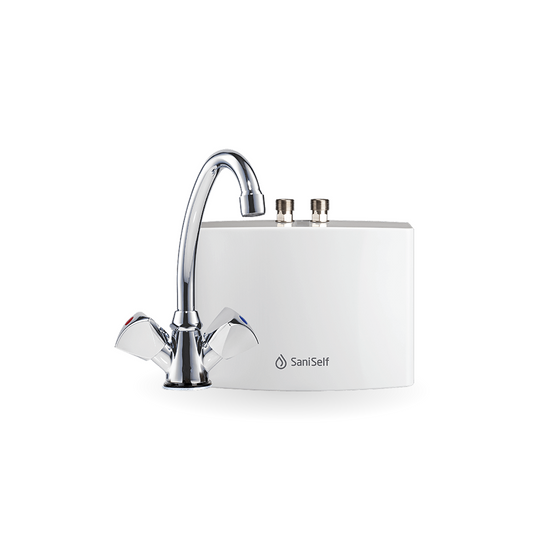 SaniSelf drukloze doorstroomverwarmer, KD 3.5kW - hydraulisch met kraan