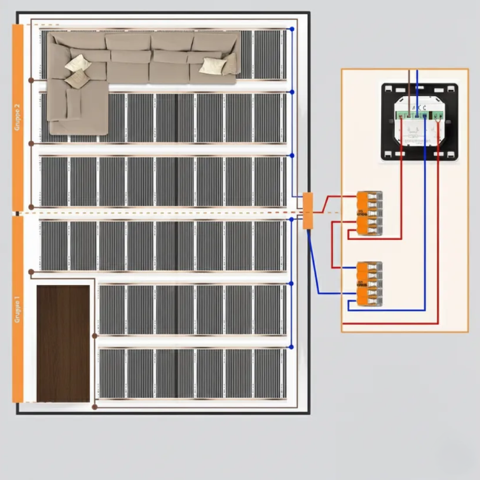 Infrarood vloerverwarmingsfolie, 75cm breed - 100w/m2