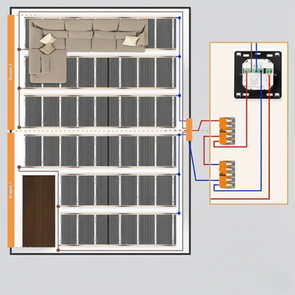 Infrarood vloerverwarmingsfolie, 75cm breed - 100w/m2