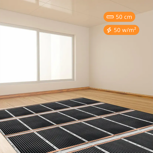 Infrarood vloerverwarmingsfolie, 50cm breed - 50w/m2
