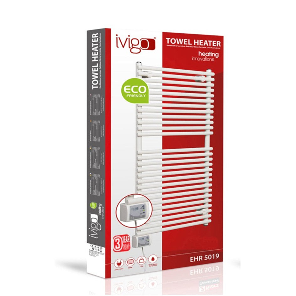 Ivigo handdoekradiator, digitaal EHR - breed 500mm, wit