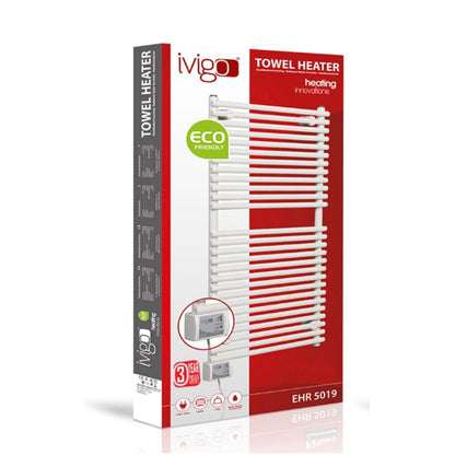 Ivigo handdoekradiator, digitaal EHR - breed 500mm, wit