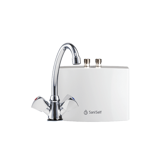 SaniSelf drukloze doorstroomverwarmer, KD 3.5kW - hydraulisch met kraan