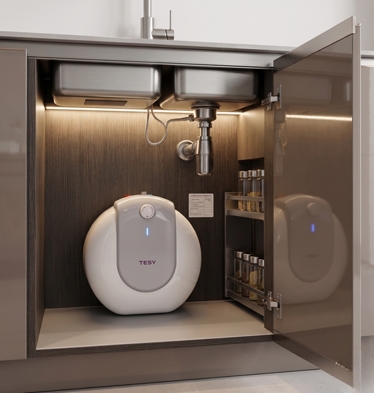 Tesy keukenboiler - close in (onderbouw)